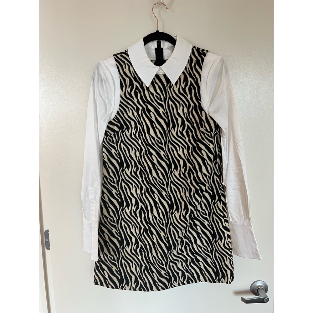 Ted Baker, layered mini dress, zebra print with white sleeves, never worn